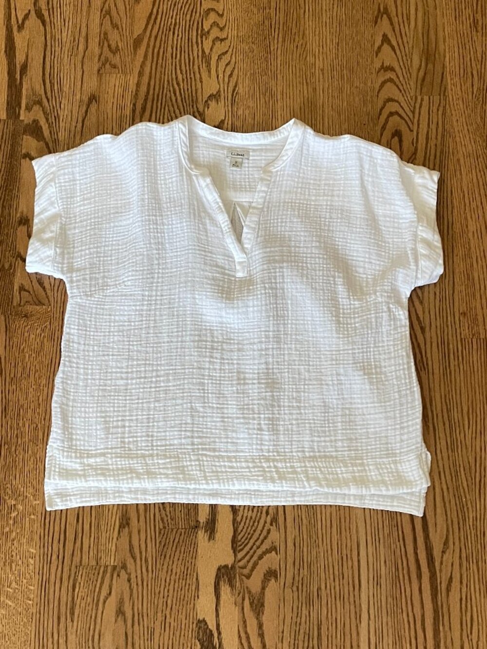 L.L. Bean Women's Cloud Gauze Shirt - White, Medium Petite